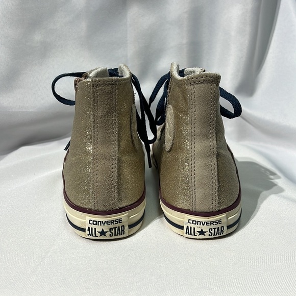 Chuck Taylor Converse All Star Hi Tops - Gold Glitter, Tan Faux Suede - size 5 - Picture 12 of 14